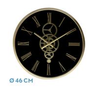 Reloj de pared duque negro oro 46x46x7 cm engranajes con movimiento