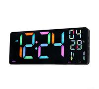 Reloj de pared electrónico con control remoto con alarma fuerte, pantalla de temperatura y elementos de diseño colorido