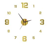 Reloj de pared, esfera luminosa 3D, sin taladros, acrílico, sin marco, silencioso, con pegatinas de números, para sala de estar, oficina, dormitorio, decoración moderna de la casa, dorado, 40 cm