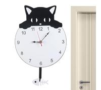 Reloj de pared genérico - Cat Clocks Wall Swinging Tail | Cat Wall Clock Decor | Battery Operated Modern Acrylic Art Clock Kitchen Living Room Decor Cute Cat with Swinging Tail Wall Clock