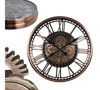 Reloj de pared Gran reloj de pared con engranajes en movimiento, reloj de pared de metal de gran tamaño vintage de gran tamaño con números romanos, batería de steampunk industrial que funciona,