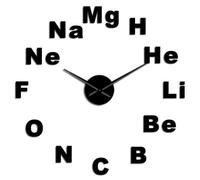 Reloj de pared grande 3D con tabla periódica de elementos, tema de química, ciencia, efecto espejo, pegatinas, reloj de pared, decoración de aula (negro, 47 pulgadas)