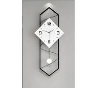 Reloj de pared grande con péndulo de 70 cm x 30 cm, color blanco y negro, diseño silencioso