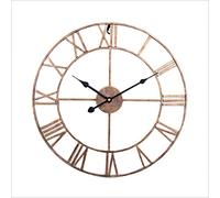 Reloj de pared grande de metal de 20 pulgadas para jardín al aire libre, diseño de cara abierta con números romanos, fácil de leer