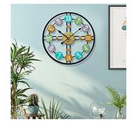 Reloj de Pared Grande para decoración del hogar, diseño Vintage 3D de Metal con números Romanos y árabes, Industrial, Retro Europeo, para Sala de Estar y Restaurante (Negro, 50 cm).