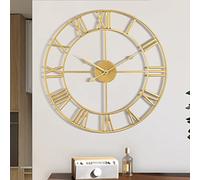 Reloj de Pared Grande, Reloj de Metal Retro con números Romanos, Relojes de Pared Redondos Modernos Casi silenciosos, fáciles de Leer para Sala de Estar, hogar, Cocina, Dormitorio, Oficina, Escuela