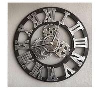 Reloj de pared grande silencioso - Reloj de pared mecánico vintage tablero MDF decorativo para el hogar, oficina, restaurante, hotel y cafetería - 12 pulgadas (30 cm)