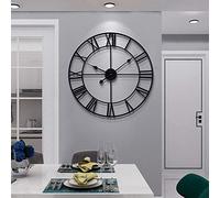 Reloj de pared grande vintage redondo de metal silencioso sin tictac que funciona con pilas con números romanos negros.Tamaños:40 cm,50 cm o 60 cm.Para sala de estar,dormitorio,decoración de cocina