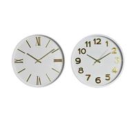 Home ESPRIT Reloj de Pared Blanco Dorado PVC 30 x 4 x 30 cm (2 Unidades) S3054790 - EAN: 8424002120580