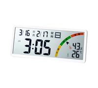 Reloj de pared LCD con calendario lunar y pantalla de temperatura y humedad, reloj digital multifuncional para sala de estar, dormitorio u oficina