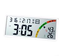 Reloj de pared LCD grande con calendario lunar, pantalla digital de temperatura y humedad, alarma multifuncional y cronómetro, decoración versátil de oficina en casa, negro o blanco (8304 blanco)