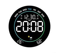 Reloj de pared LED con predicción del clima Temperatura interior Humedad Pantalla 8 Color Luz ambiental 3 Modos dinámicos Brillo de 10 niveles Manual Automático (Blanco)