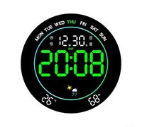 Reloj de pared LED con pronóstico del tiempo, estación digital de humedad de temperatura, temporizador de cuenta regresiva para cocinas, entrenamiento de cocina, luz ambiental de pantalla grande