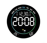 Reloj de pared LED con pronóstico del tiempo, estación digital de humedad de temperatura, temporizador de cuenta regresiva para cocinas, entrenamiento de cocina, luz ambiental de pantalla grande