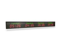 Reloj de pared LED de zona horaria mundial, 5 niveles de brillo, distancia de visualización de 15-20 m, control de aplicación/PC, para oficina escolar