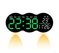 Reloj de pared LED digital con control remoto, luz ambiental que cambia de color, brillo de 10 niveles, visualización de temperatura de fecha y semana, reloj despertador electrónico moderno para sala