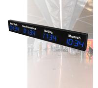 Reloj de pared LED digital con múltiples zonas horarias para negocios globales y viajes
