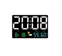 Reloj de Pared LED Inteligente con Pantalla , Silenciador, Temperatura y Humedad, Reloj Meteorológico, Alarma Digital Multifuncional.