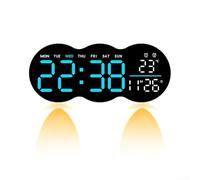 Reloj de pared LED que cambia de color con pantalla de temperatura con control remoto para facilidad de uso en cualquier entorno (azul)