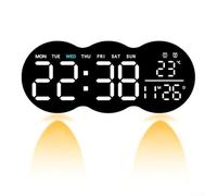 Reloj de pared LED que cambia de color con pantalla de temperatura controlado a distancia para facilidad de uso en cualquier entorno (blanco)