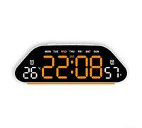 Reloj de pared LED silencioso con alarma digital con interruptor de temperatura, hora, día y visualización de cuenta regresiva, brillo de 3 niveles, modo de sueño ajustable para dormitorio (blanco