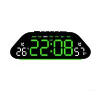 Reloj de pared LED silencioso con alarma digital con interruptor de temperatura, hora, día y visualización de cuenta regresiva, brillo de 3 niveles, modo de sueño ajustable para dormitorio (negro