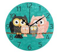 Reloj de Pared Lovely Owl Family Wall Clock 9.8 Inch Silent Round Wall Clock Battery Operated Non Ticking Creative Decorative Clock for Kids Living Room Bedroom Office Kitchen Home Decor