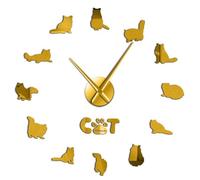 Reloj de pared moderno con diseño de gato sagrado de Birmania y gato Birman Sagrado DIY con números, decoración de pared, reloj de pared colgante sin marco (dorado, 47 pulgadas)
