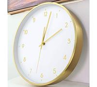 Reloj de Pared Moderno Elegante Marco de Metal Cepillado de Color púrpura Reloj de Pared Redonda de Sala de Estar Moderna Reloj de Vidrio Transparente Alta Cubierta de Vidrio fácil de Leer Relojes de