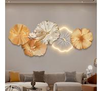 Reloj de pared moderno, escultura de pared 3D grande con luz LED, fuente de alimentación enchufable, pintura decorativa LED en relieve para sala de estar, dormitorio (naranja, 120 x 53 cm / 47,2 x 20,