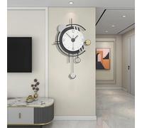 Reloj de pared moderno, minimalista, creativo, decorativo, grande, silencioso, sin tictac, marco de metal + esfera MDF, estilo nórdico, decoración para sala de estar, dormitorio, cocina, oficina, 59 x
