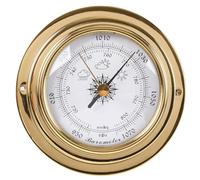 Reloj de pared náutico de latón de 3,87 pulgadas, barco colgante de pared con reloj termo/hygro/barómetro, reloj de pared náutico para estación meteorológica, decoración de pared (Barometer)