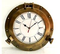 Reloj de pared náutico de latón marino antiguo de 30,5 cm, decoración del hogar