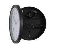 Reloj de pared negro con puerta para almacenamiento compartimento interior secreto, caja fuerte oculta para guardar objetos de valor