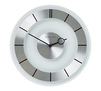 Reloj de pared NeXtime "RETRO" silencioso, de vidrio y metal, plateado, redondo, ø 31 cm