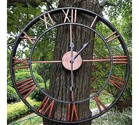 Reloj de pared, números romanos, decoración de jardín al aire libre, hierro fundido vintage, funciona con pilas, 50,8 cm