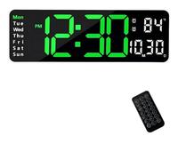 Reloj de Pared o Mesa Digital Despertador, Pantalla LED de 15 Pulgadas, con Mando a Distancia decoración del hogar, indicador de Temperatura y Humedad, Timing, Cuenta Regresiva con Fecha y Semana.