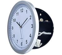 Reloj de pared oculto vintage, gran espacio de almacenamiento, compartimento secreto circular, adecuado para guardar objetos valiosos (plateado)