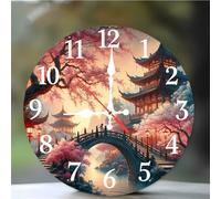 Reloj de Pared Paisajes arquitectónicos, 25cm reloj de pared Silencioso con Movimiento de Cuarzo, Números Arábigos, Fácil de Leer, Relojes Decorativo Redonda para Cocina Dormitorio Sala de Estar