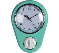 Reloj de pared para cocina de estilo retro, diseño años 50, con avisador de cocina, turquesa