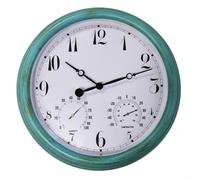 Reloj de pared para exteriores de 15 pulgadas, resistente al agua, con temperatura y humedad, combo para patio, porche, garaje, jardín