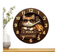 Reloj de pared para gatos, alarma retro de madera silenciosa de 12 pulgadas, reloj retro para cocina, oficina, baño, mesita de noche, estante, hogar, sala de estar, viajes