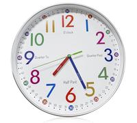 Reloj de pared para niños, 30 cm, reloj de pared para niños y niñas, reloj de pared silencioso para niños, sin ruido de tictac, números coloridos, reloj decorativo silencioso para habitación infantil,
