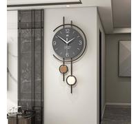 Reloj de Pared para Sala de Estar, Moderno, de Madera, Grande, para decoración de Sala de Estar, Reloj de péndulo silencioso, Funciona con Pilas, sin