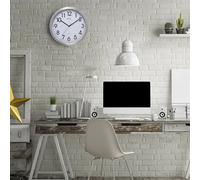 Reloj de pared radiocontrolado de aluminio gris plateado con esfera blanca (Ø 40 cm)
