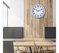 Reloj de pared radiocontrolado de plástico gris con esfera blanca (Ø 40 cm)