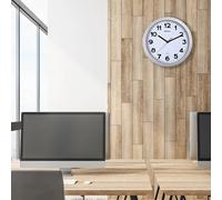 Reloj de pared radiocontrolado de plástico gris con esfera blanca (Ø 30 cm)