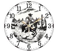 Reloj de Pared Redondo para Cocina, diseño Abstracto, Funciona con Pilas, sin tictac, para Dormitorio, Sala de Estar, Cocina, Oficina, 30 cm (Vaquero Occidental)