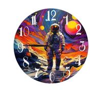 Reloj de Pared Redondo Planeta Coloreado por astronautas, Relojes, Moderno, Silencioso, Reloj Cocina Pared para Oficina Salon Sala de Estar 25cm