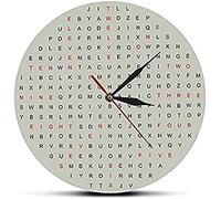 Reloj de Pared Regalos del día del Miembro para Mujeres Sopa de Letras Novedad Reloj de Pared silencioso sin tictac Crucigrama Divertido Reloj Decoración de Pared Tipografía Amante de Las Palabras W